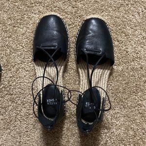 Eileen Fisher Black Leather Espadrilles